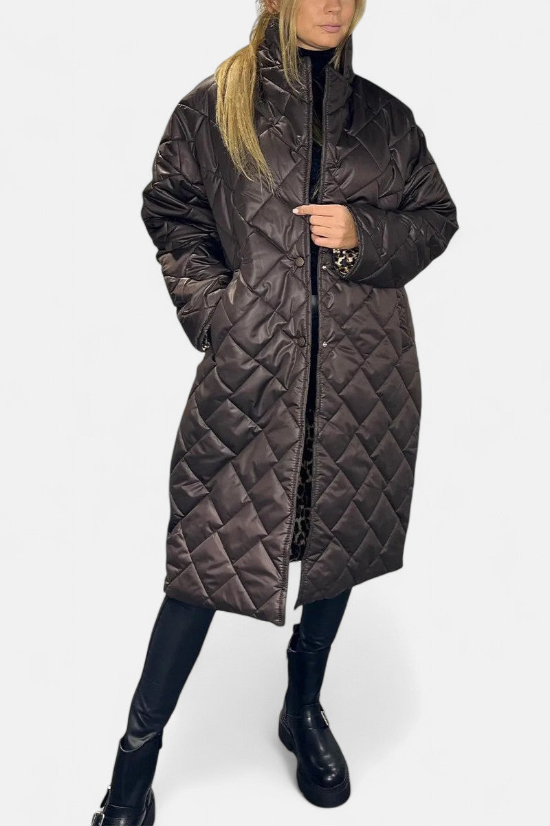 Anaïs – Quilted Coat with Leopard Lining